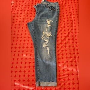 Boyfriend Distressed Jeans in Medium Blue